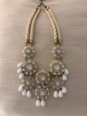 J. Crew Gold-Tone White Floral Statement Necklace